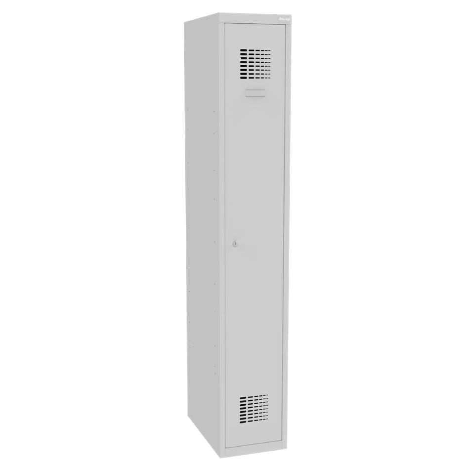 Šatňová skriňa 1-dverová Sum 310 W lx je prémiový kovový šatník šírky 300 mm. Skriňa je uzamykateľná a dodáva sa s 2 kľúčmi pre každé dvere. Vnútorné vybavenie zahŕňa policu v hornej časti oddelenia, tyč s dvoma háčikmi na zavesenie oblečenia, samolepiace zrkadlo, menovku a háčik.