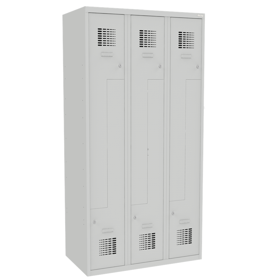 Šatňová skriňa v tvare L Sul 33 W lx je prémiový kovový šatník s dvermi tvaru Z šírky 900 mm. Vnútorné vybavenie zahŕňa tyč s dvoma háčikmi na zavesenie oblečenia a menovku.