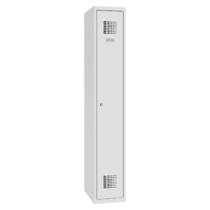 Šatňová skriňa 1-dverová Sum 310 W je štandardný kovový šatník šírky 300 mm. Skriňa je uzamykateľná a dodáva sa s 2 kľúčmi pre každé dvere.